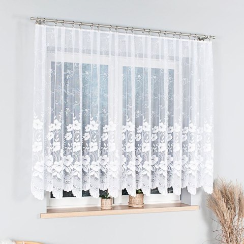 Firanka żakardowa ze wzorem po całości, wys. 150cm, kolor biały 018041/000/001/000150/1