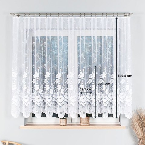 Firanka żakardowa ze wzorem po całości, wys. 150cm, kolor biały 018041/000/001/000150/1