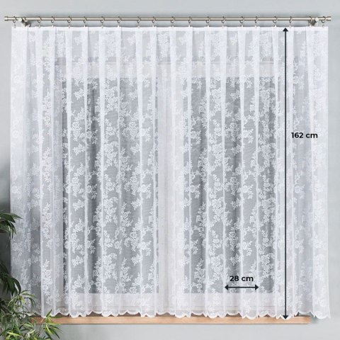 Firanka żakardowa ze wzorem po całości, wys. 160cm, kolor biały 090375/000/001/000160/1
