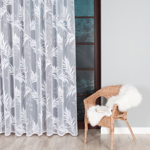 Firanka żakardowa ze wzorem po całości, wys. 250cm, kolor biały 018920/000/001/000250/1