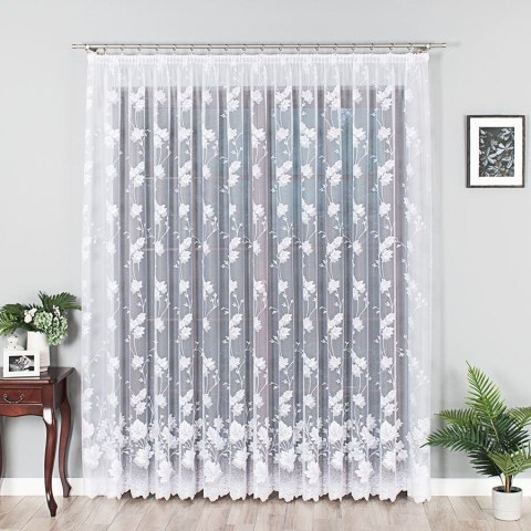 Firanka żakardowa ze wzorem po całości, wys. 250cm, kolor biały 023025/000/001/000250/1