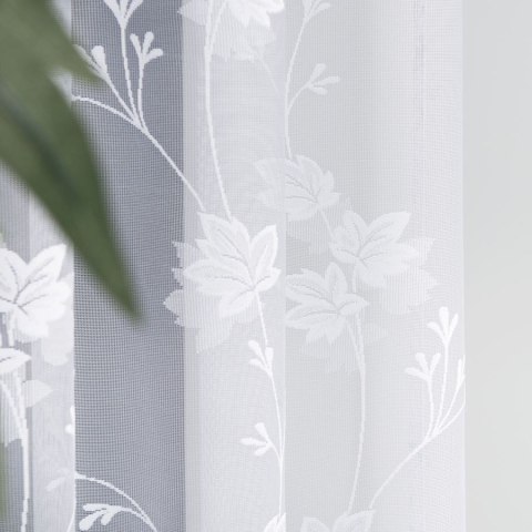 Firanka żakardowa ze wzorem po całości, wys. 250cm, kolor biały 023025/000/001/000250/1