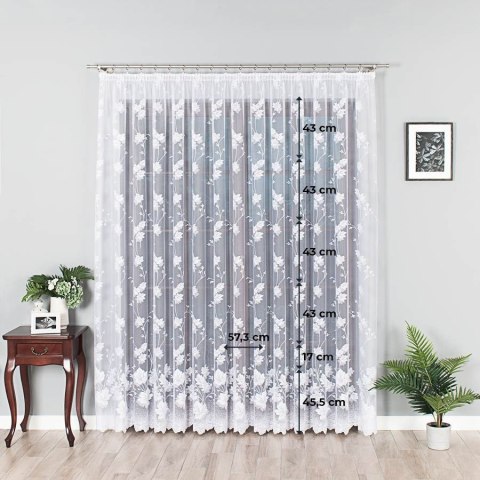 Firanka żakardowa ze wzorem po całości, wys. 250cm, kolor biały 023025/000/001/000250/1