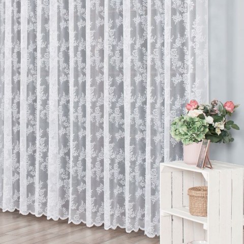 Firanka żakardowa ze wzorem po całości, wys. 300cm, kolor biały 090375/000/001/000300/1