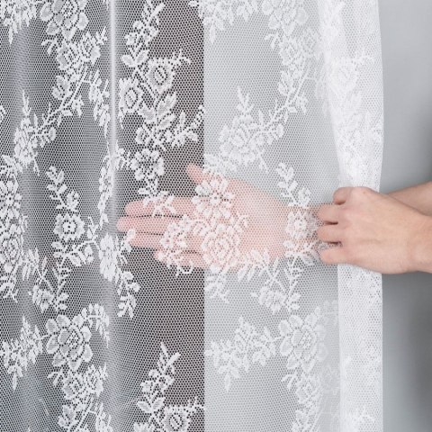 Firanka żakardowa ze wzorem po całości, wys. 300cm, kolor biały 090375/000/001/000300/1