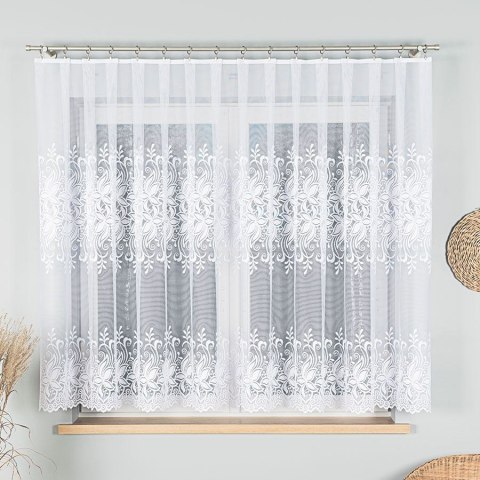 Firanka żakardowa, pasowa, wys. 160cm, kolor biały 018227/000/001/000160/1