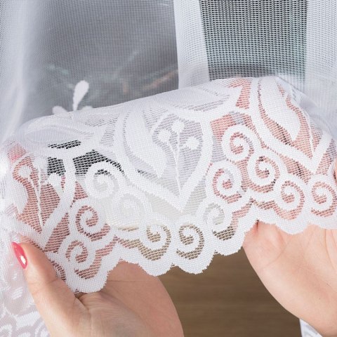 Firanka żakardowa, pasowa, wys. 160cm, kolor biały 018227/000/001/000160/1