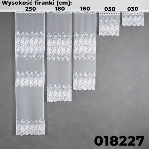 Firanka żakardowa, pasowa, wys. 250cm, kolor biały 018227/000/001/000250/1