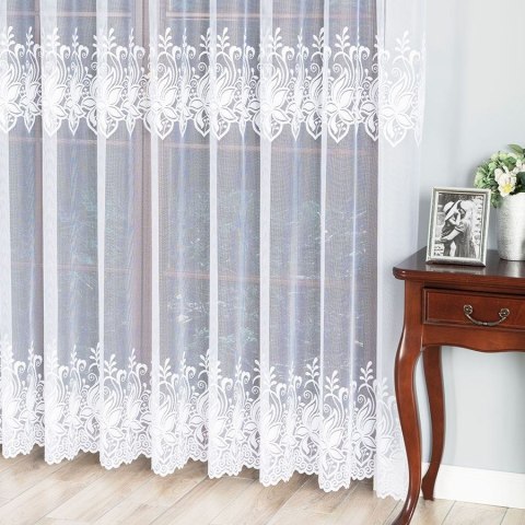 Firanka żakardowa, pasowa, wys. 250cm, kolor biały 018227/000/001/000250/1