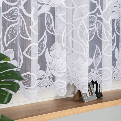 Firanka żakardowa ze wzorem po całości wys. 140cm, kolor biały 023338/000/001/000140/1