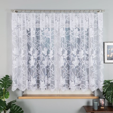 Firanka żakardowa ze wzorem po całości wys. 140cm, kolor biały 023338/000/001/000140/1