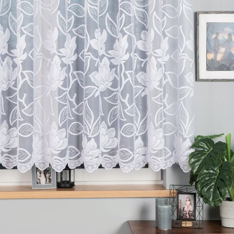 Firanka żakardowa ze wzorem po całości wys. 140cm, kolor biały 023338/000/001/000140/1