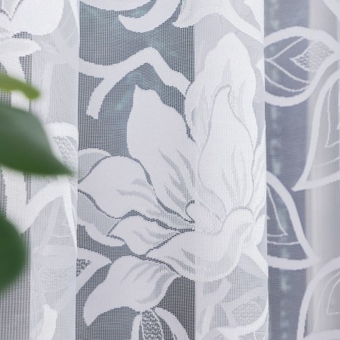 Firanka żakardowa ze wzorem po całości wys. 140cm, kolor biały 023338/000/001/000140/1