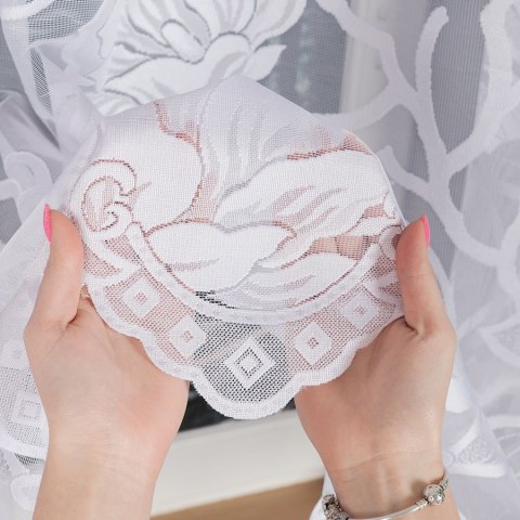 Firanka żakardowa ze wzorem po całości wys. 140cm, kolor biały 023338/000/001/000140/1