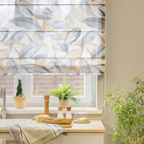 LINO Tkanina na zasłony wzrór Peruga, wys. 190cm, kolor musztardowy D00008/LIN/001/000190/1