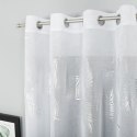 MARIETTA Firana gotowa na przelotkach z ołowianką, 250x140cm, kolor biały ze srebrnym zdobieniem