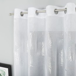 MARIETTA Firana gotowa na przelotkach z ołowianką, 250x140cm, kolor biały ze srebrnym zdobieniem