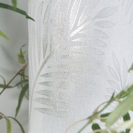 MARIETTA Firana gotowa na przelotkach z ołowianką, 250x140cm, kolor biały ze srebrnym zdobieniem