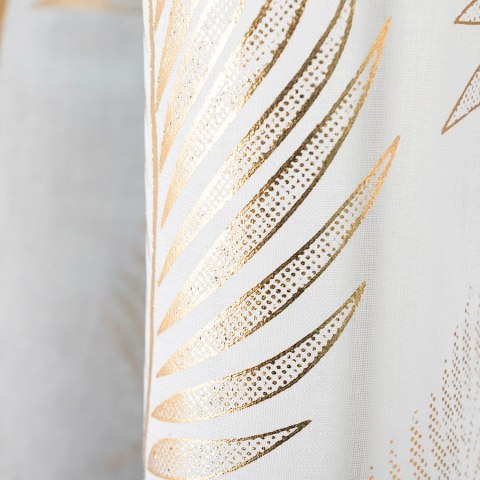 MARIETTA Firana gotowa na przelotkach z ołowianką, 250x140cm, kolor biały ze złotym zdobieniem