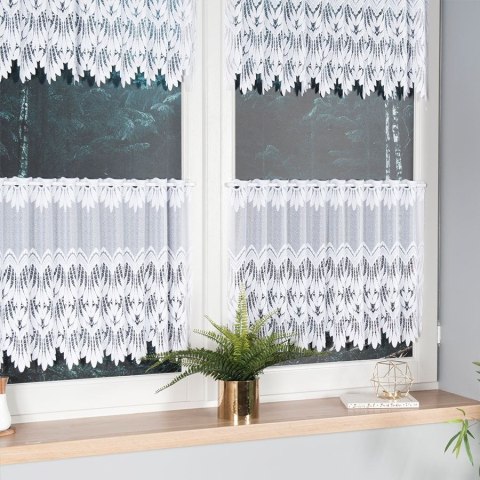 Zazdrostka żakardowa ze wzorem na samym dole, wys. 75cm, kolor biały 018989/000/001/000075/1