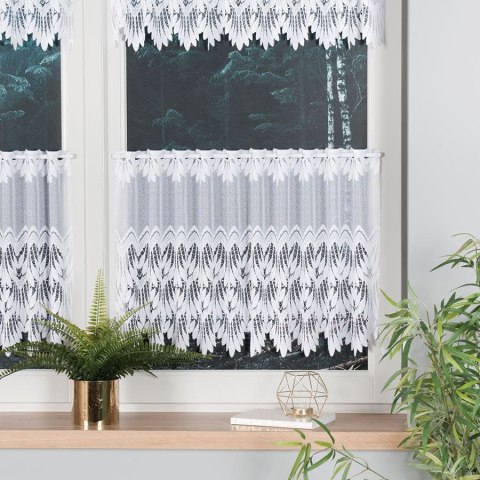 Zazdrostka żakardowa ze wzorem na samym dole, wys. 75cm, kolor biały 018989/000/001/000075/1