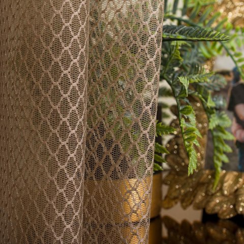 Firanka fantazyjna z ołowianką, wys. 300cm, kolor 005 ciemny beżowy 475033/OLO/005/000300/1