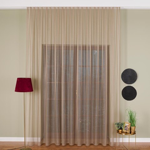 Firanka fantazyjna z ołowianką, wys. 300cm, kolor 005 ciemny beżowy 475033/OLO/005/000300/1