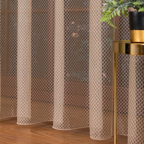 Firanka fantazyjna z ołowianką, wys. 300cm, kolor 005 ciemny beżowy 475033/OLO/005/000300/1