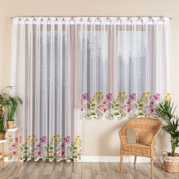 KWIATOWA ŁĄKA Firanka żakardowa z oczkami tkanymi, 220x300cm, kolor biały P00308/FBP/001/300220/1