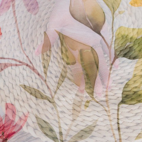 KWIATOWA ŁĄKA Firanka żakardowa z oczkami tkanymi, 220x300cm, kolor biały P00308/FBP/001/300220/1