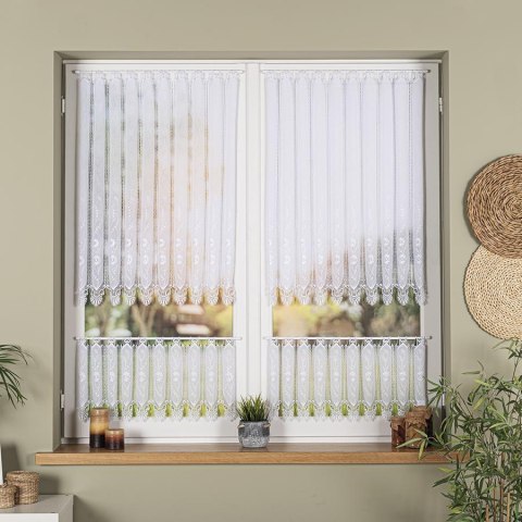 Zazdrostka haftowana panelowa na batyście, wys. 30cm, kolor biały 093003/388/001/000030/1