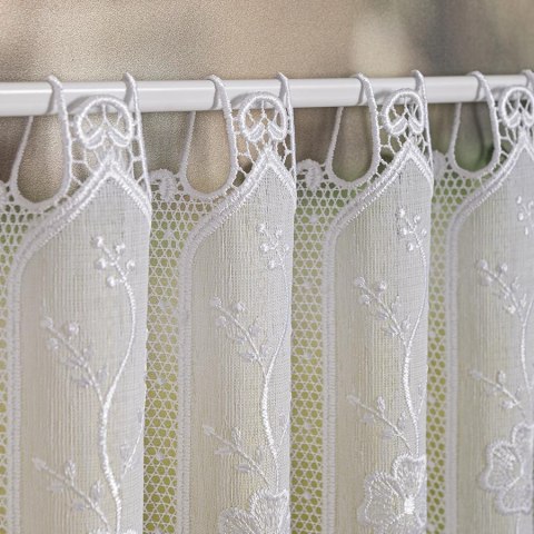 Zazdrostka haftowana panelowa na batyście, wys. 30cm, kolor biały 093003/388/001/000030/1