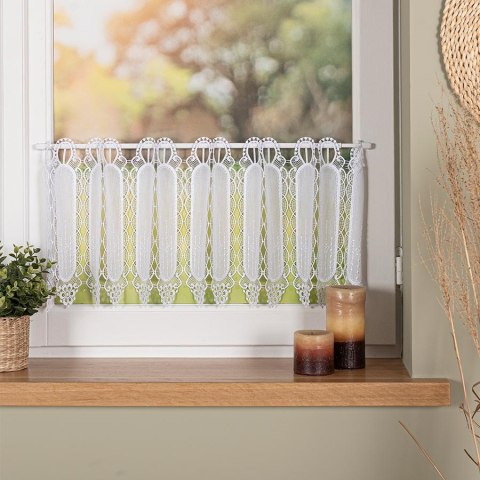 Zazdrostka haftowana panelowa na batyście, wys. 30cm, kolor biały 093721/388/001/000030/1