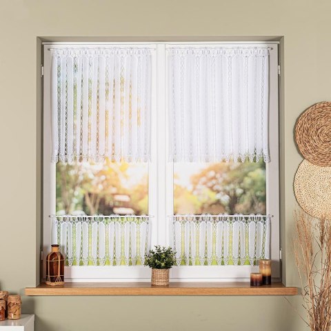 Zazdrostka haftowana panelowa na batyście, wys. 30cm, kolor biały 093721/388/001/000030/1