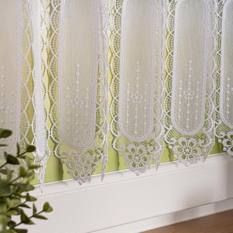 Zazdrostka haftowana panelowa na batyście, wys. 30cm, kolor biały 093721/388/001/000030/1