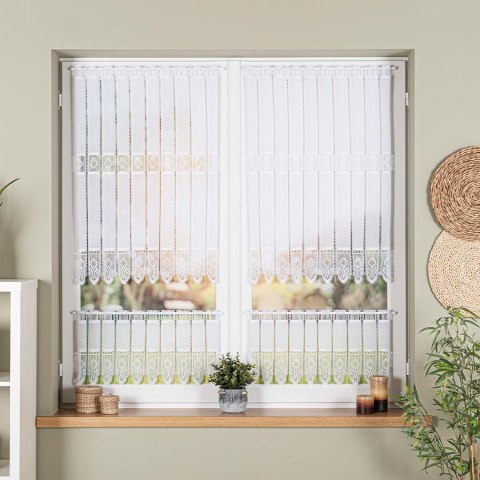 Zazdrostka haftowana panelowa na batyście, wys. 90cm, kolor biały 096269/388/001/000090/1