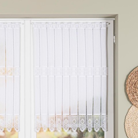 Zazdrostka haftowana panelowa na batyście, wys. 90cm, kolor biały 096269/388/001/000090/1