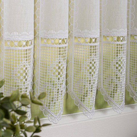 Zazdrostka haftowana panelowa na batyście, wys. 90cm, kolor biały 096269/388/001/000090/1