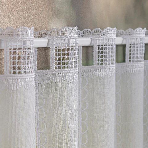 Zazdrostka haftowana panelowa na batyście, wys. 90cm, kolor biały 096269/388/001/000090/1