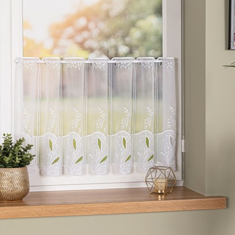 Zazdrostka panelowa haftowana na woalu, wys. 45cm, kolor biały 034665/233/001/000045/1