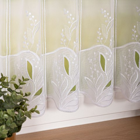 Zazdrostka panelowa haftowana na woalu, wys. 45cm, kolor biały 034665/233/001/000045/1