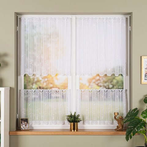 Zazdrostka panelowa haftowana na woalu, wys. 45cm, kolor biały 054464/233/001/000045/1