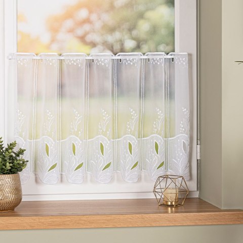 Zazdrostka panelowa haftowana na woalu, wys. 60cm, kolor biały 034665/233/001/000060/1