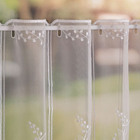 Zazdrostka panelowa haftowana na woalu, wys. 60cm, kolor biały 034665/233/001/000060/1