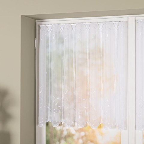 Zazdrostka panelowa haftowana na woalu, wys. 75cm, kolor biały 054464/233/001/000075/1