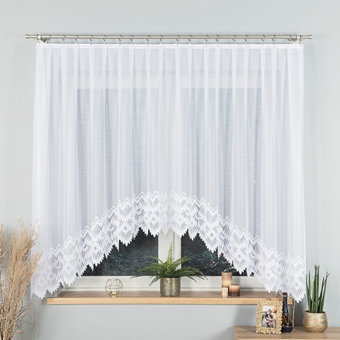 FELICJA Firanka żakardowa gotowa ze wzorem na samym dole, 160x350cm, kolor biały 018989/FBL/001/350160/