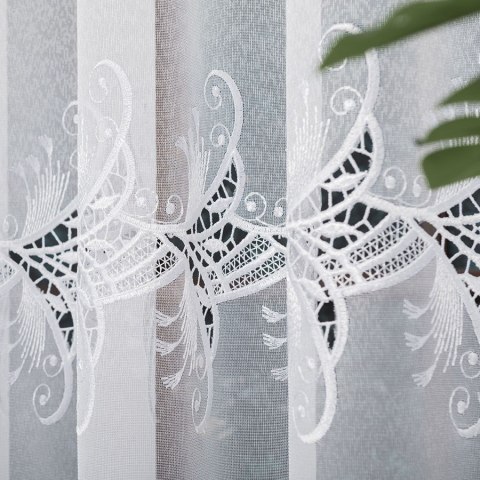 Firanka z aplikacją na markizecie, wys. 280cm, kolor biały 162035/433/001/000280/1