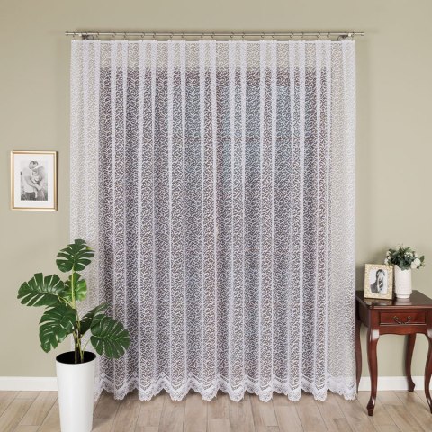 Firanka żakardowa ze wzorem po całości, wys. 220cm, kolor biały 004542/000/001/000220/1