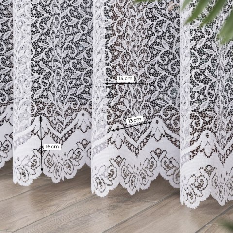 Firanka żakardowa ze wzorem po całości, wys. 230cm, kolor biały 004542/000/001/000230/1