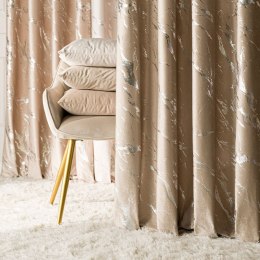 MARMA Zasłona gotowa na przelotkach, 250x140cm, kolor 001 ciemny beżowy ze srebrnym nadrukiem na VELVI TD